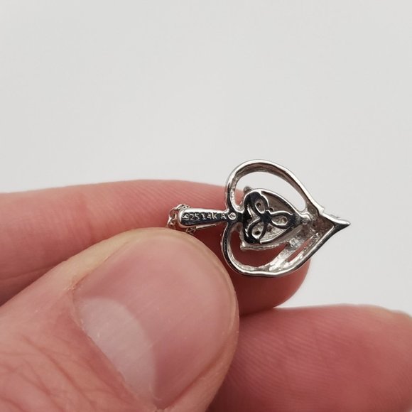 18 Inch 925 Sterling Silver Genuine Diamonds And 14K Gold Accent Necklace - Picture 5 of 8